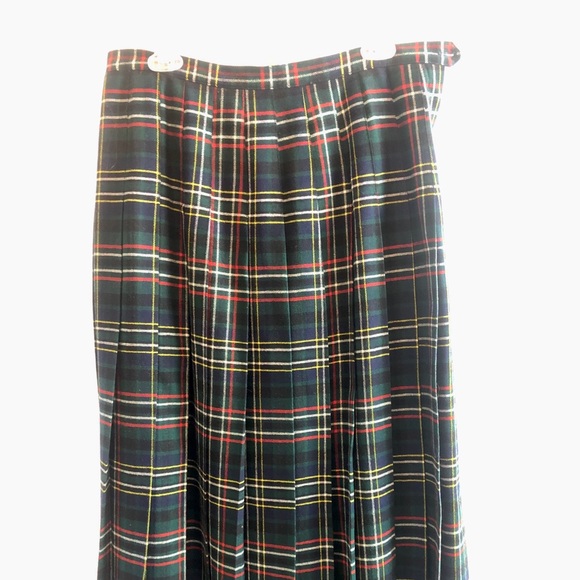 Vintage Brooks Brothers Pleated Plaid Wool Midi Skirt Size 10/12 Made in USA - Picture 2 of 7